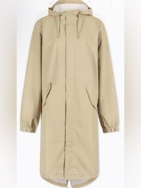 Rains unisex Large Fishtail Raincoat Parka New In Sand Color New